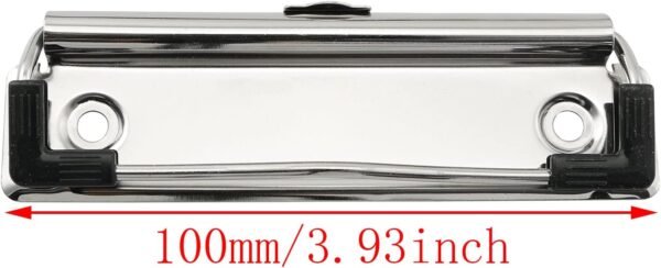 ImStarTrading 5pcs Metal Silver Clipboard Clips 3.9" x 1.2" with Rubber Feet and Mounting Rivets