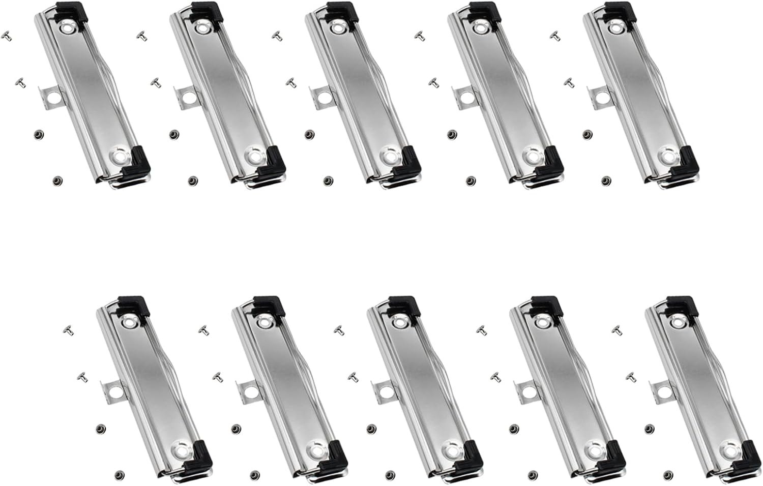 10 Pcs Metal Clipboard Clips with Rubber and Feet Hanging Hole Spring Loaded Surface Mount Handle for School Stationery Supplies