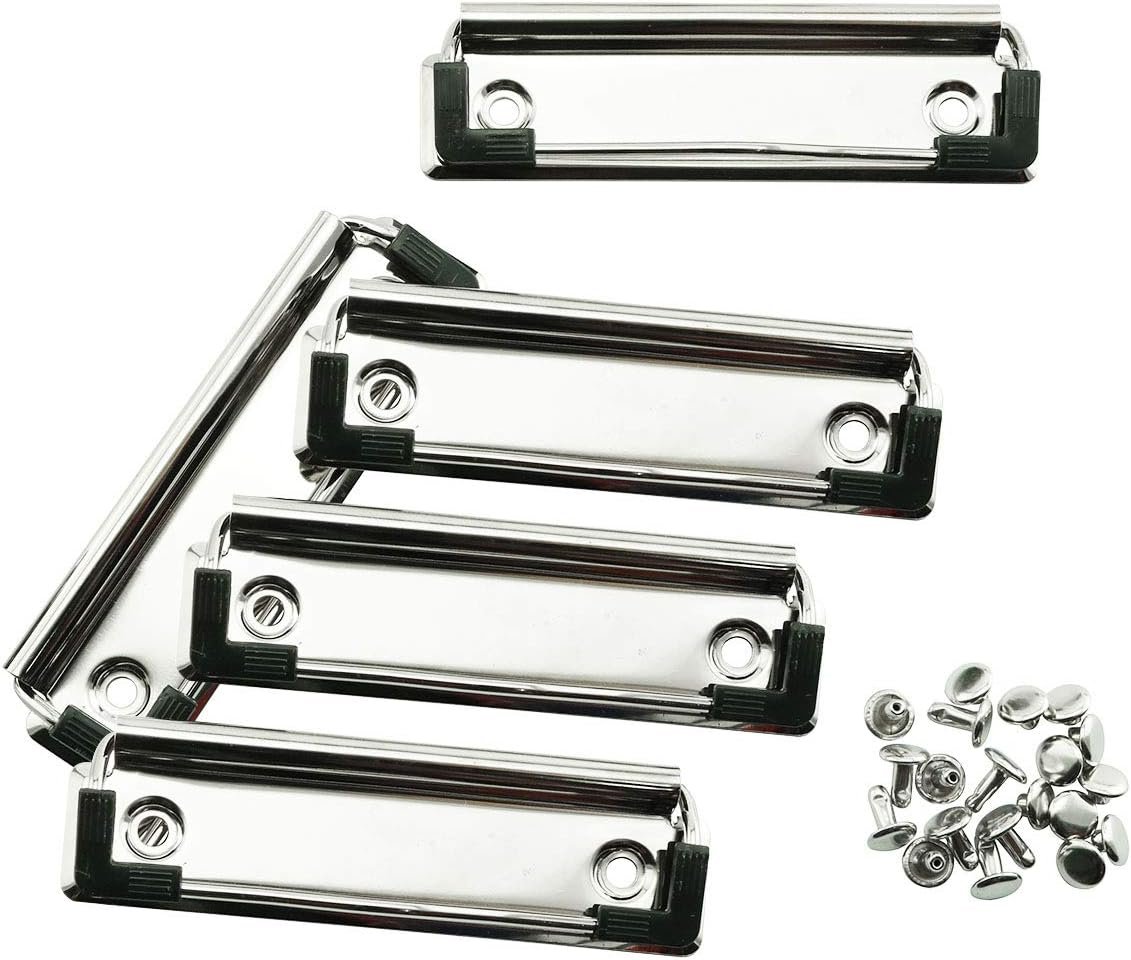 5pcs Metal Clipboard Clips with Rubber Feet,Mountable Document File Board Clips for Office, School Stationery Supplies 10cm