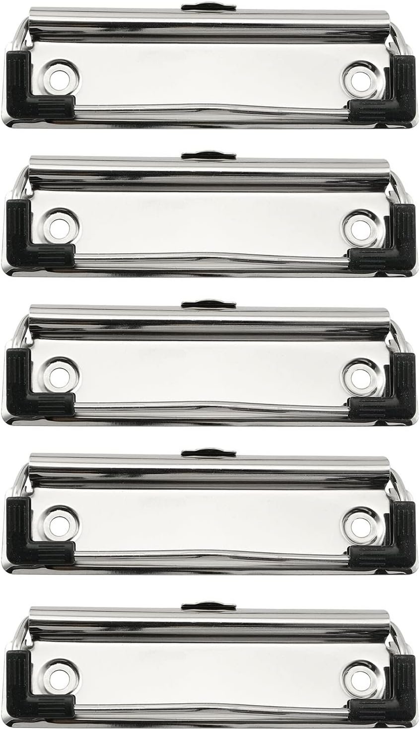 ImStarTrading 5pcs Metal Silver Clipboard Clips 3.9" x 1.2" with Rubber Feet and Mounting Rivets