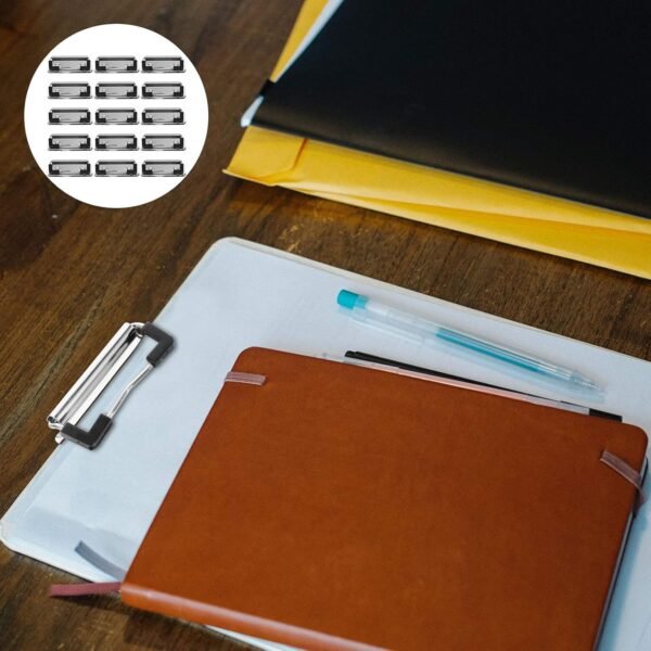 15pcs Mountable Clipboard Clips with Rubber Feet Mountable Document File Board Clips for Office Stationery Supplies