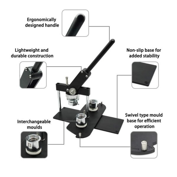 Press Machine-B400 + 25mm Round Die Moulds + 500 Set Button Components + Adjustable Circle Cutter (Black-New)