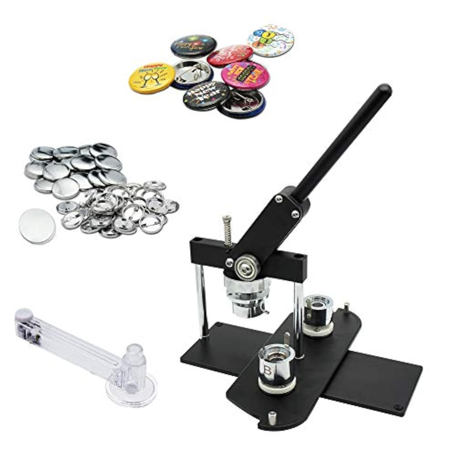 Press Machine-B400 + 25mm Round Die Moulds + 500 Set Button Components + Adjustable Circle Cutter (Black-New)