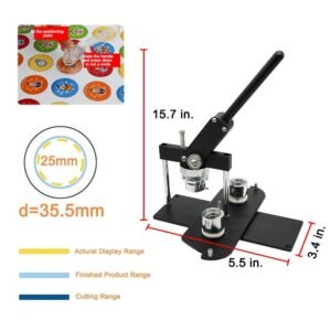 Imstartrading Press Machine-B400 + 25mm Round Die Moulds + 500 Set Button Components + Adjustable Circle Cutter (Black-New)