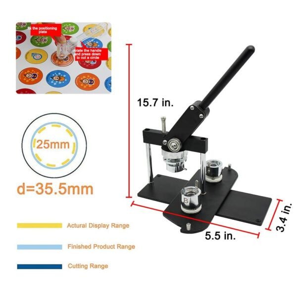 Press Machine-B400 + 25mm Round Die Moulds + 500 Set Button Components + Adjustable Circle Cutter (Black-New)