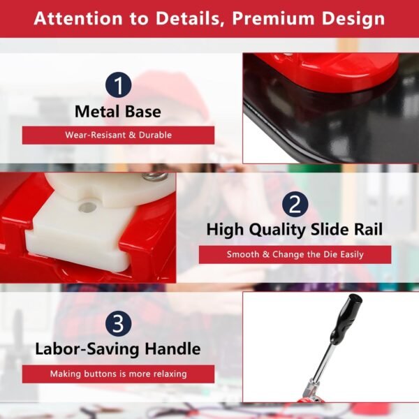 Button Maker Machine Multiple Sizes, Button Pin Maker 1+1.25+2.25 inch, Interchangeable Button-models Badge Button Press Machine with 300 Sets Button Maker Supplies &Circle Cutter&Cutting Mat