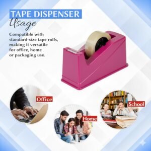 Sellotape Dispenser – Durable 1-Inch Tape Cutter for Office, Home & School | Pink | imstartrading