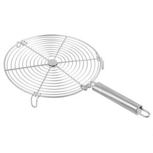 Large kitchenware Round Roaster TAndoor Barbeque/Roti/Papad Jali Griller with Steel Handle (Silver), Standard