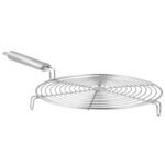 Large kitchenware Round Roaster TAndoor Barbeque/Roti/Papad Jali Griller with Steel Handle (Silver), Standard