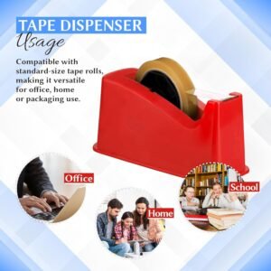 Tape Dispenser for Packing, Heavy Weight and Anti-Skid 1 inch Cello Tape Dispenser for Home, Office, School Use (Random Color)