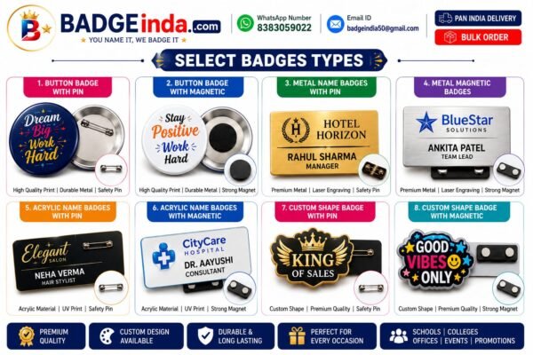 Customized badges, corporate gifts, and promotional materials in bulk