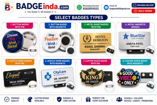 Customized badges, corporate gifts, and promotional materials in bulk