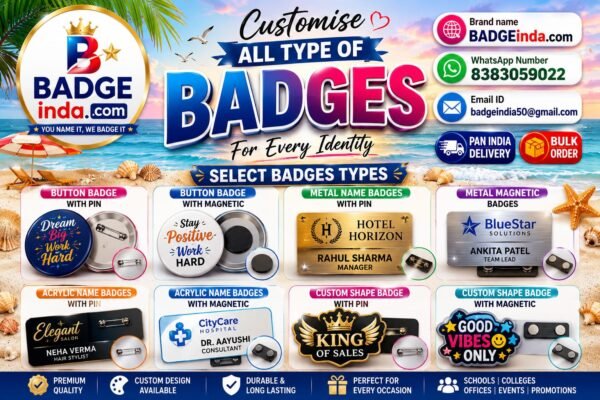 Customized badges, corporate gifts, and promotional materials in bulk