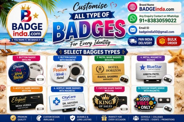 Customized badges, corporate gifts, and promotional materials in bulk