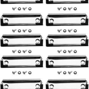50pcs Exam Pad Clips with 100 Piece Screws/Rivets Stainless Steel Chrome Plating Metal Clipboard Clips, Binding Clip for Document File, School, Office, Filing and Storage, Ideal Office Supplies