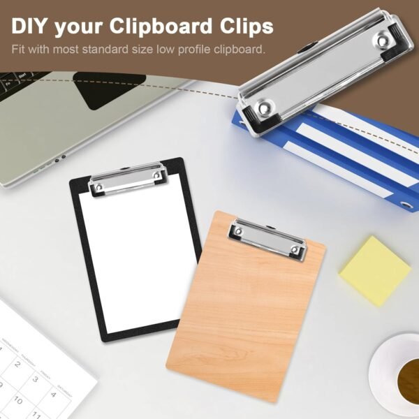 50pcs Exam Pad Clips with 100 Piece Screws/Rivets Stainless Steel Chrome Plating Metal Clipboard Clips, Binding Clip for Document File, School, Office, Filing and Storage, Ideal Office Supplies
